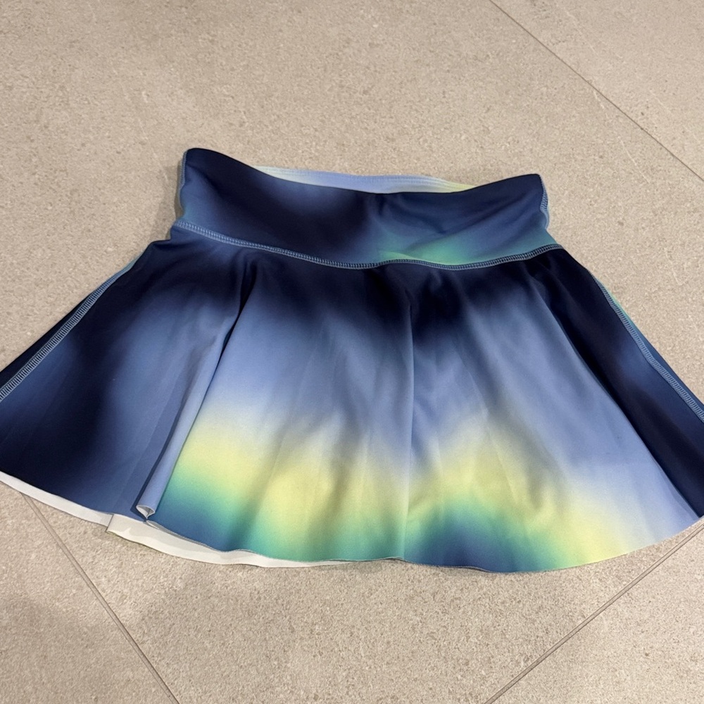 Old Navy Active Powersoft Blue yellow green Tie Dye TANK SKORT Set Large 10-12 - Picture 5 of 8